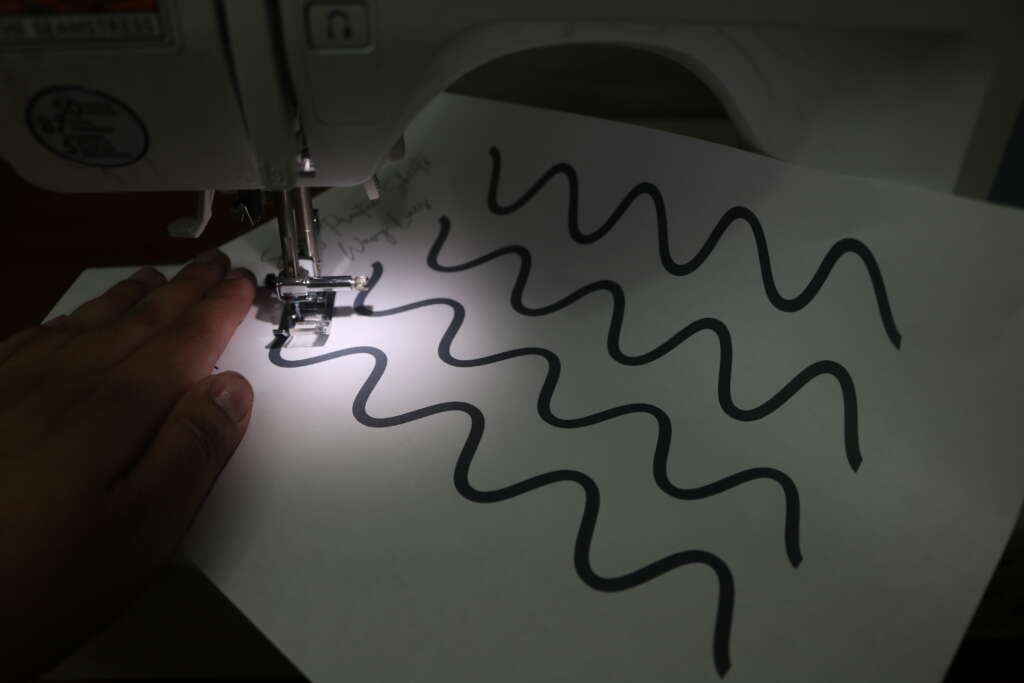 sewing practice sheets - wavy lines adjusting the page