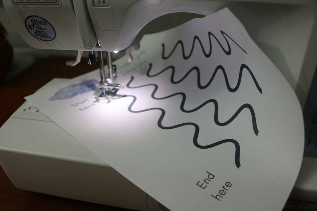 sewing practice sheets - wavy lines paper placement